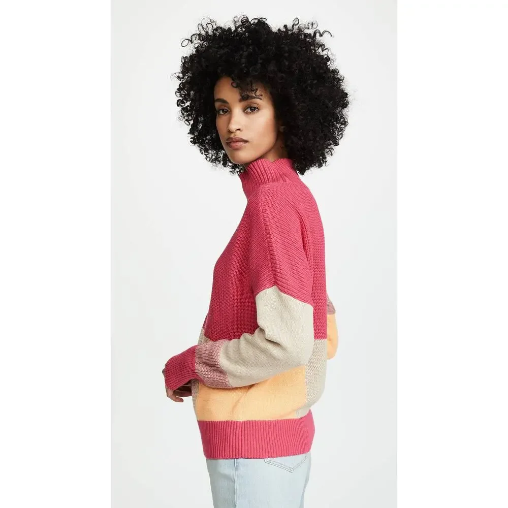 525 America Colorblock Sweater Tango Orange Size Medium New - Picture 3 of 10